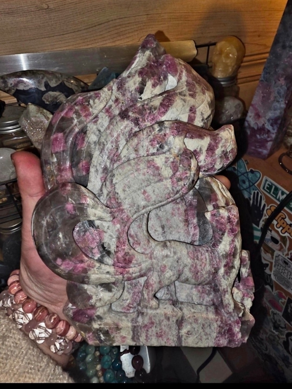 RARE Plum Tourmaline Rubellite 9 Tail Fox Handcarved Mineral Specimen Crystal
